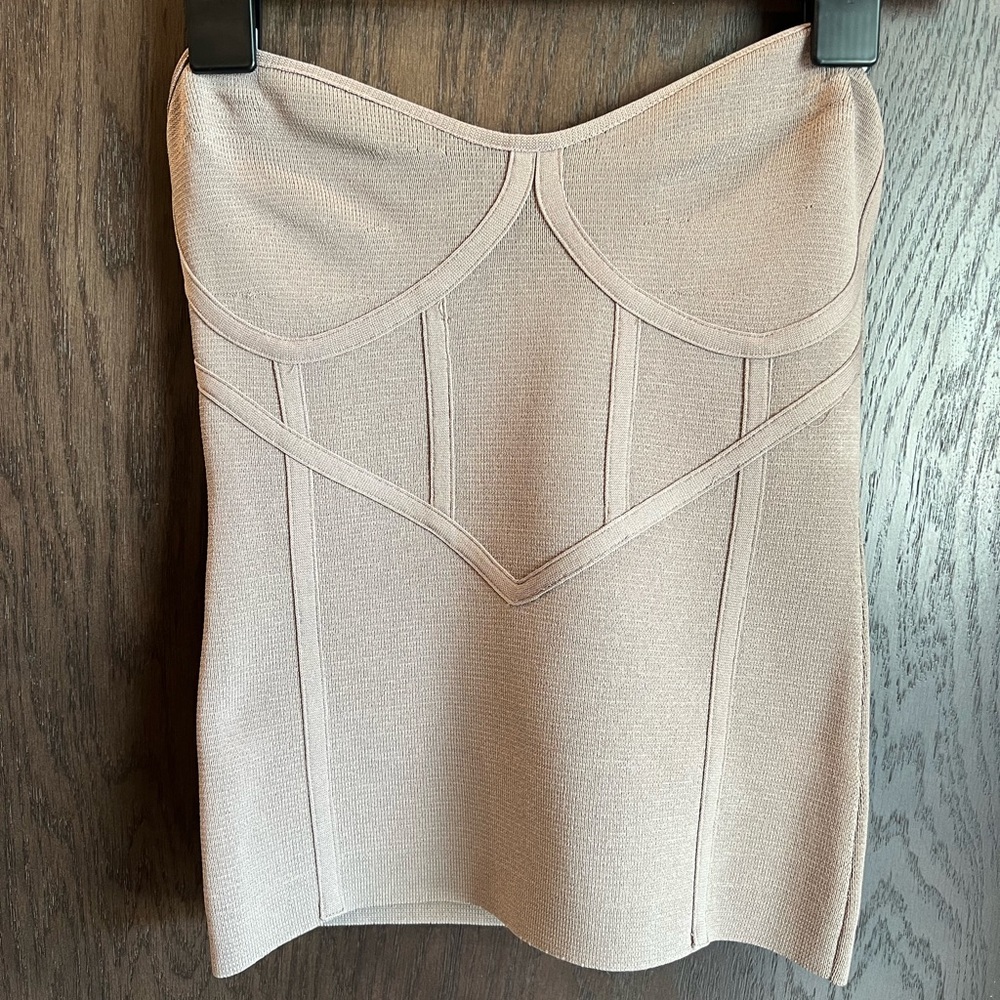 Zara Top | Strappless Knit Bustier Top | Taupe